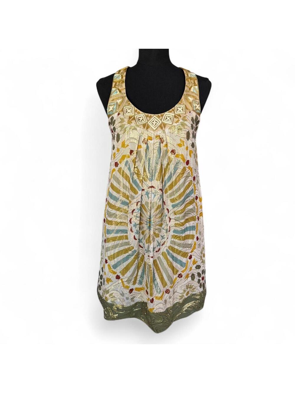 Vintage Nicole Miller Women's Art Deco Inspired Silk dress size Small